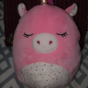 Squishmallows Pink Unicorn Plush with Polka-Dot Belly